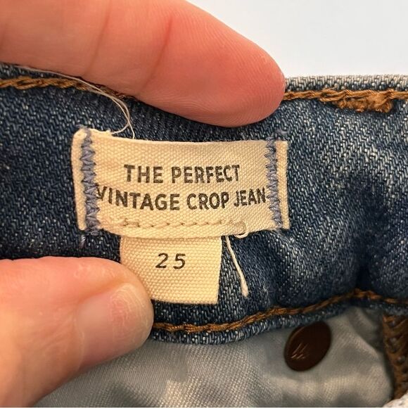 Madewell The Perfect Vintage Crop Jean in Gooding Wash: Knee-Rip Edition size 25 - Picture 8 of 16